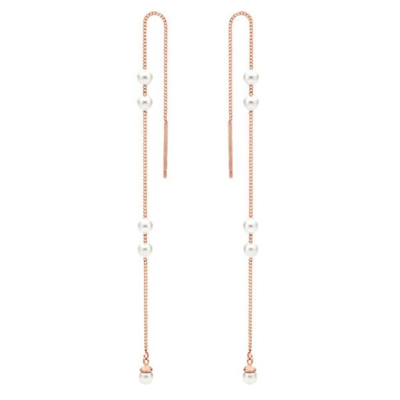 Freshwater Pearl 14K (or 18k upon request) Rose Gold Threader Earrings - Picture 1 of 4